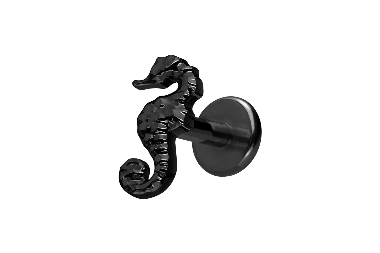 Titan Labret Piercing mit Innengewinde SEEPFERDCHEN